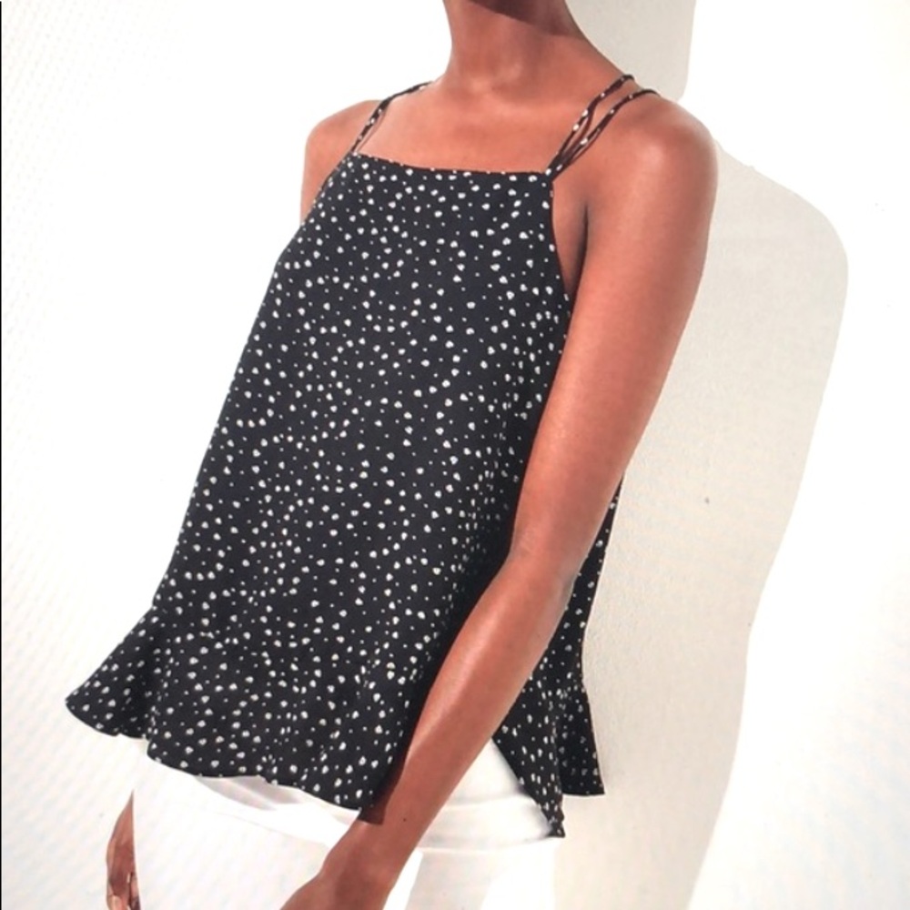 Floral flouncy strappy flowy cami tank top crisscross blouse LOFT, size L